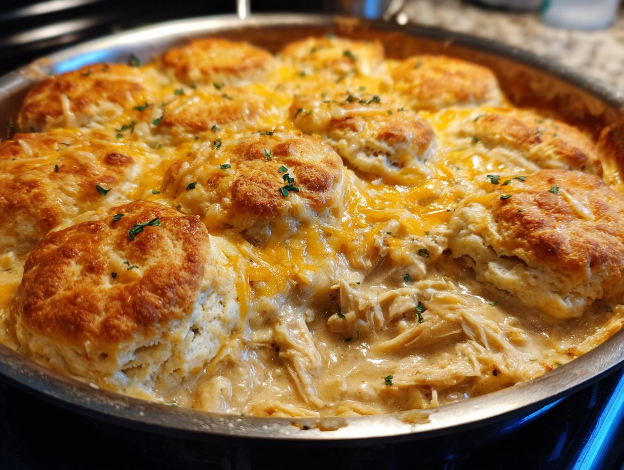 Cheesy Chicken Biscuit Skillet