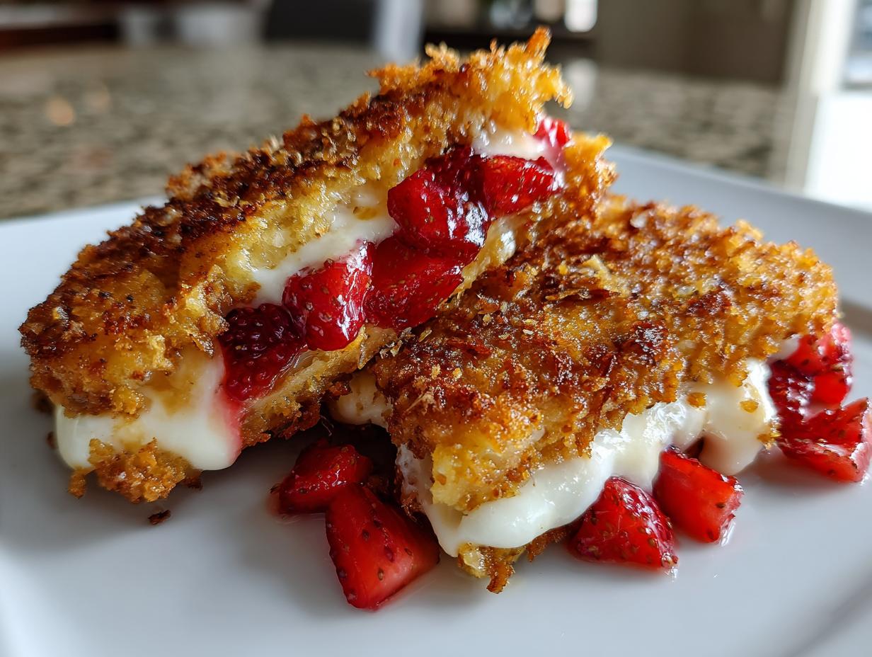 Fried Strawberry Cheesecake Sandwiches