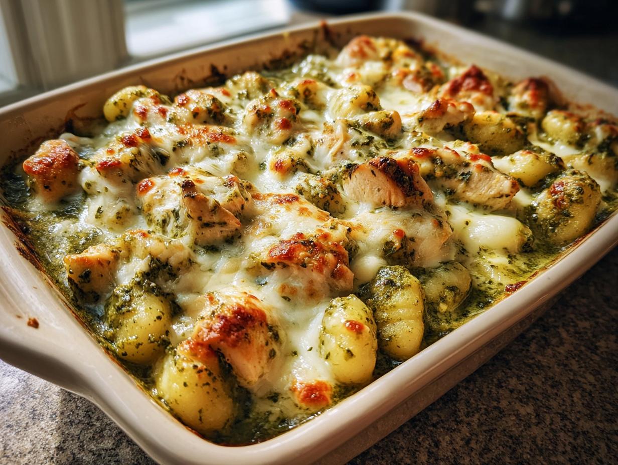 Pesto Chicken Gnocchi Bake