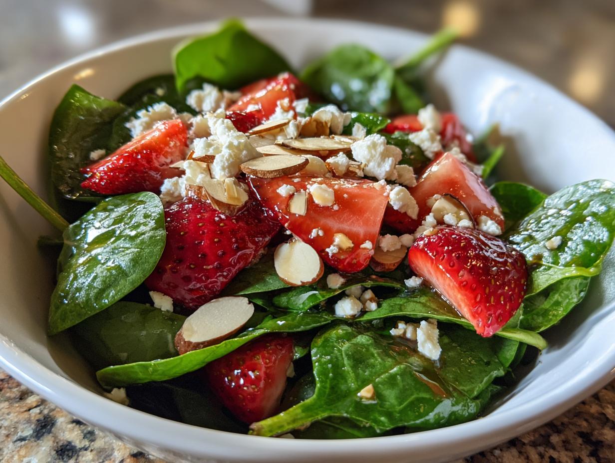Strawberry Spinach Salad with Feta and Almonds